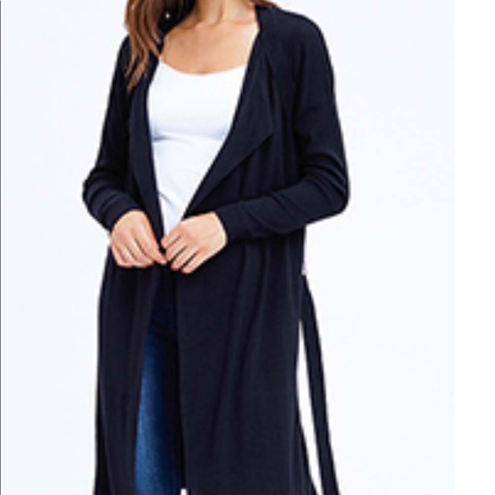 Black waterfall front cardigan top